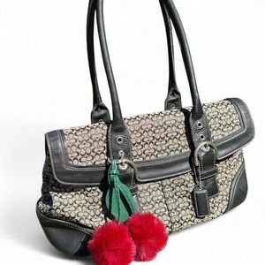 Coach black/grey jacquard bag
